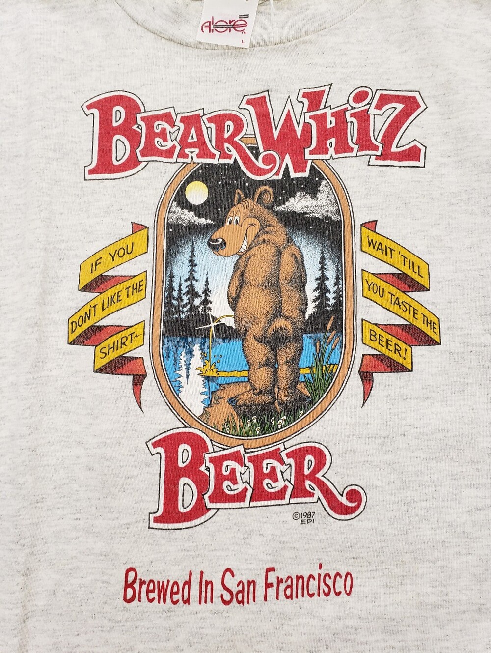 Vintage 1987 Bear Whiz Beer Brewery Tee